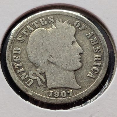 Sale Photo Thumbnail #28: 1907 Barber 90% Silver Dime