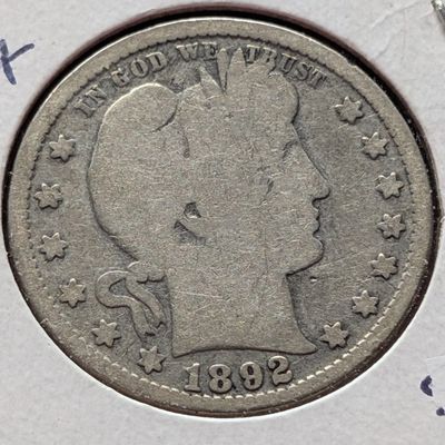 Sale Photo Thumbnail #16: 1892 Barber 90% Silver Quarter - First Year!