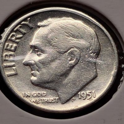 Sale Photo Thumbnail #312: 1951-D Roosevelt 90% Silver Dime