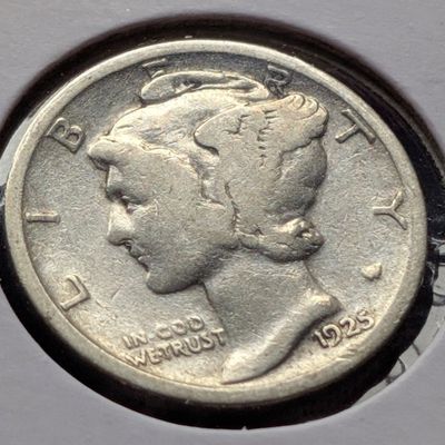 Sale Photo Thumbnail #365: 1925 Mercury 90% Silver Dime