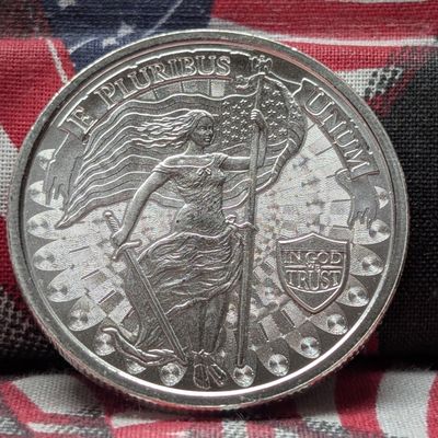 Sale Photo Thumbnail #227: One Troy Oz. .999 Fine Silver Liberty w/ Sword & Snake Round