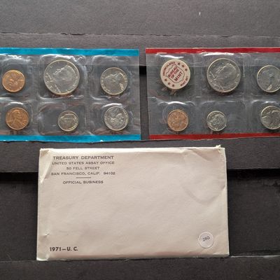 Sale Photo Thumbnail #137: 1971 P&D US Mint Uncirculated Coin Set In OGP - Includes "S" Mint Mark Cent