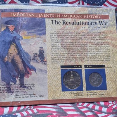 Sale Photo Thumbnail #234: 1976-D Bicentennial Kennedy Half Dollar & 1976-D Washington Quarter In Informational Sheet Panel