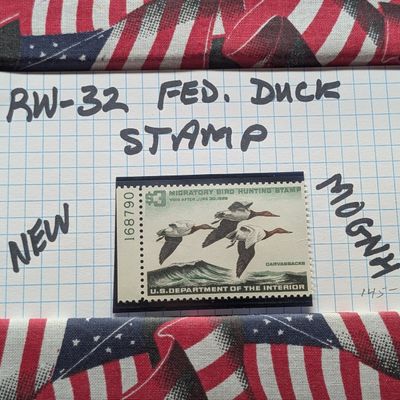 Sale Photo Thumbnail #281: 1965 Dept. Of The Interior Federal Duck Stamp, RW-32, New, Mint, Original Gum, Never Hinged