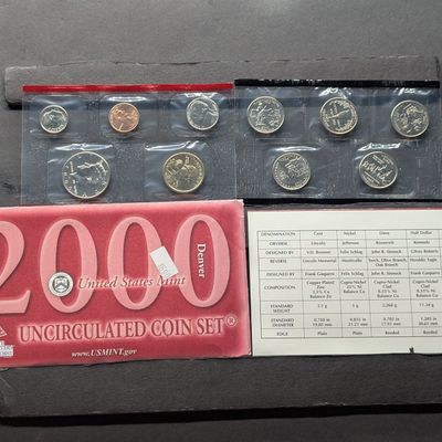 Sale Photo Thumbnail #139: 2000-D Only U.S. Mint Uncirculated Coin Set with State Quarters and Sacagawea Dollar In OGP With COA