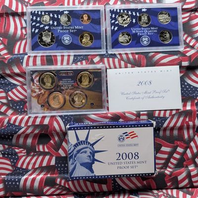 Sale Photo Thumbnail #383: 2008-S U.S. Mint Proof Set with State Quarters, Presidential Dollars, and Sacagawea Dollar in OGP w/ COA