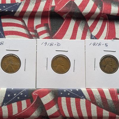 Sale Photo Thumbnail #377: 1918 P, D, & S Lincoln Wheat Cents