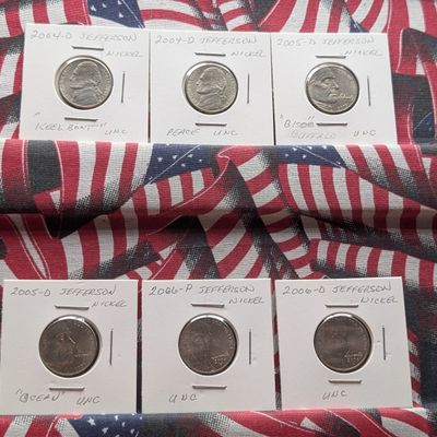 Sale Photo Thumbnail #170: 2004-D Keel Boat, 2004-D Peace, 2005-D Bison, 2005-D Ocean, 2006-P&D Jefferson Nickels