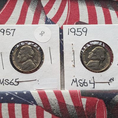 Sale Photo Thumbnail #12: 1957 & 1959 Jefferson Nickels - MS