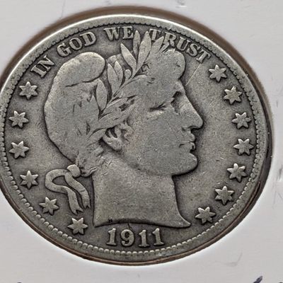 Sale Photo Thumbnail #108: 1911 Barber 90% Silver Half Dollar