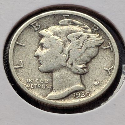 Sale Photo Thumbnail #308: 1935-S Mercury 90% Silver Dime