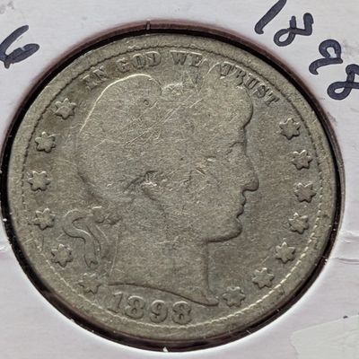 Sale Photo Thumbnail #66: 1898 Barber 90% Silver Quarter