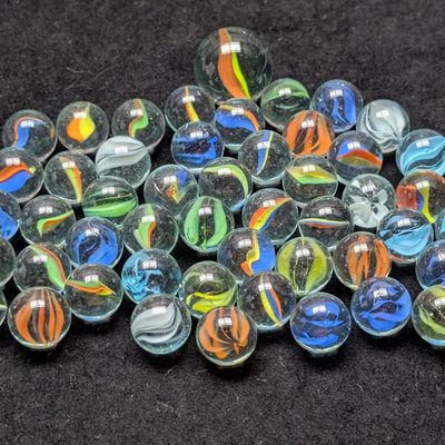 Sale Photo Thumbnail #2: (49) Vintage Glass Marbles & Shooter