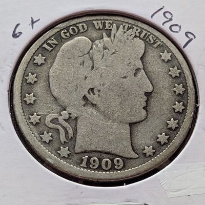 Sale Photo Thumbnail #56: 1909 Barber 90% Silver Half Dollar
