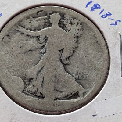 Sale Photo Thumbnail #21: 1918-S? Walking Liberty 90% Silver Half Dollar