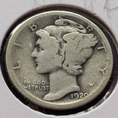Sale Photo Thumbnail #362: 1920 Mercury 90% Silver Dime