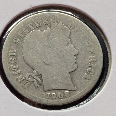 Sale Photo Thumbnail #185: 1908-D Barber 90% Silver Dime