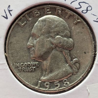 Sale Photo Thumbnail #243: 1958-D Washington 90% Silver Quarter