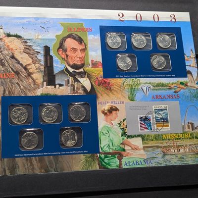 Sale Photo Thumbnail #221: 2003 P&D State Quarters Only U.S. Uncirculated Mint Set With Stamp From The Postal Commemorative Society