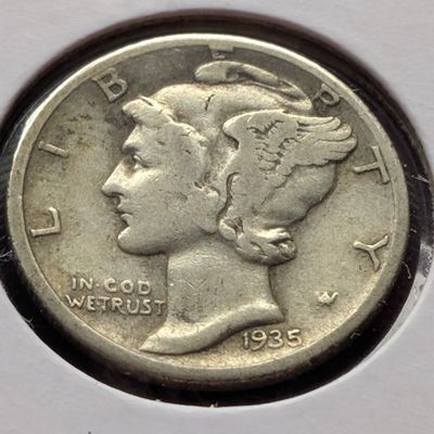 Sale Photo Thumbnail #190: 1935-D Mercury 90% Silver Dime