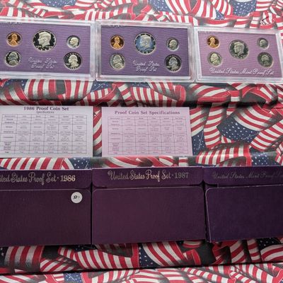 Sale Photo Thumbnail #257: 1986-S, 1987-S, & 1988-S U.S. Mint Proof Sets In OGP w/ COA - 1988 Set Is Missing COA