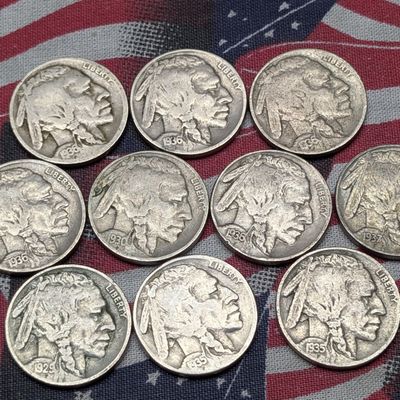 Sale Photo Thumbnail #112: (10) Assorted Indian Head Buffalo Nickels
