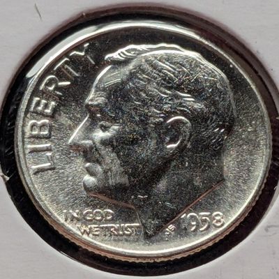 Sale Photo Thumbnail #292: 1958 Roosevelt 90% Silver Dime - UNC.