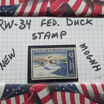 Sale Photo Thumbnail #283: 1967 Dept. Of The Interior Federal Duck Stamp, RW-34, New, Mint, Original Gum, Never Hinged