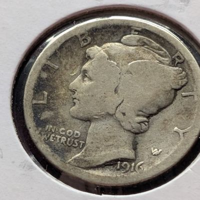 Sale Photo Thumbnail #33: 1916 Mercury 90% Silver Dime