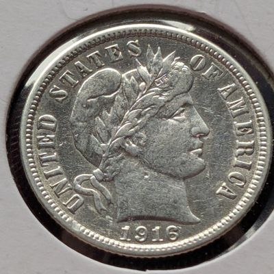 Sale Photo Thumbnail #347: 1916 Barber 90% Silver Dime