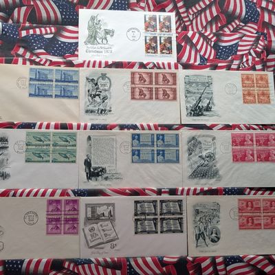 Sale Photo Thumbnail #327: (10) Assorted U.S. Four Block First Day Issue Covers