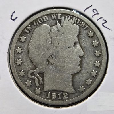 Sale Photo Thumbnail #6: 1912 Barber 90% Silver Half Dollar