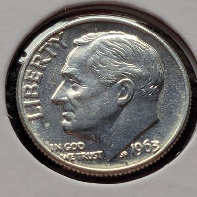 Sale Photo Thumbnail #367: 1963-D Roosevelt 90% Silver Dime - UNC.