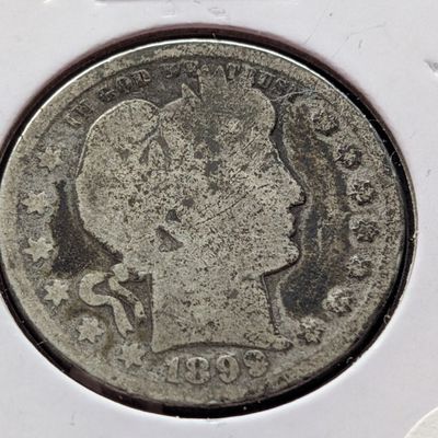 Sale Photo Thumbnail #229: 1899 Barber 90% Silver Quarter