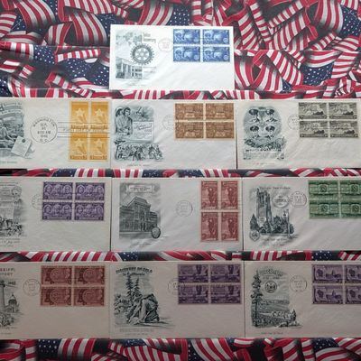 Sale Photo Thumbnail #329: (10) Assorted U.S. Four Block First Day Issue Covers