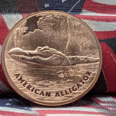 Sale Photo Thumbnail #154: One Troy Ounce .999 Fine Copper American Alligator Round