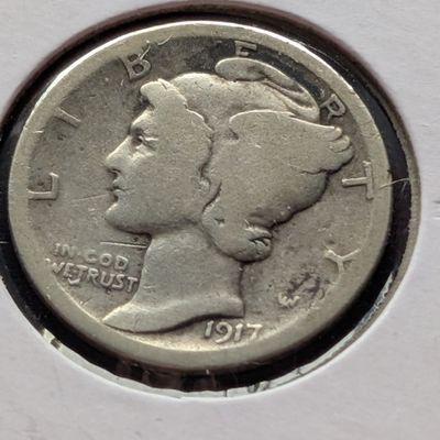 Sale Photo Thumbnail #330: 1917 Mercury 90% Silver Dime
