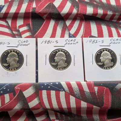 Sale Photo Thumbnail #8: 1980-S, 1981-S, & 1982-S Clad Proof Washington Quarters