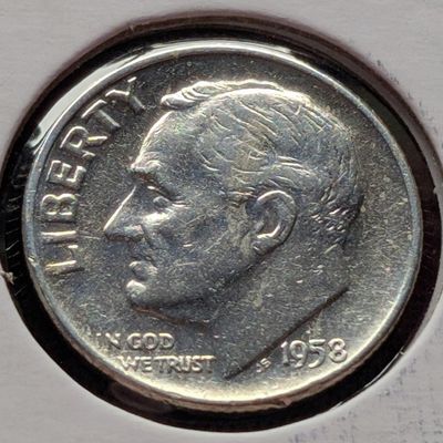 Sale Photo Thumbnail #332: 1958-D Roosevelt 90% Silver Dime