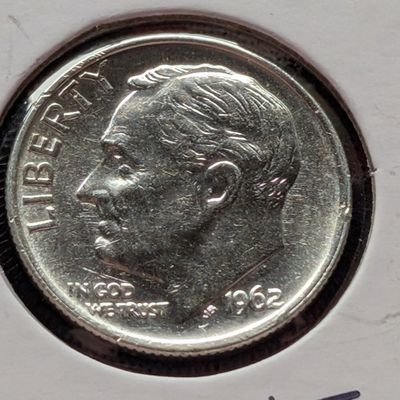 Sale Photo Thumbnail #373: 1962 Roosevelt 90% Silver Dime - UNC.