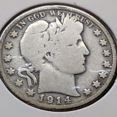 Sale Photo Thumbnail #3: 1914 Barber 90% Silver Half Dollar