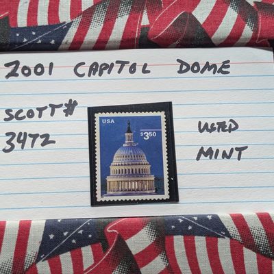 Sale Photo Thumbnail #309: 2001 Capitol Dome Stamp, Scott # 3472, Used