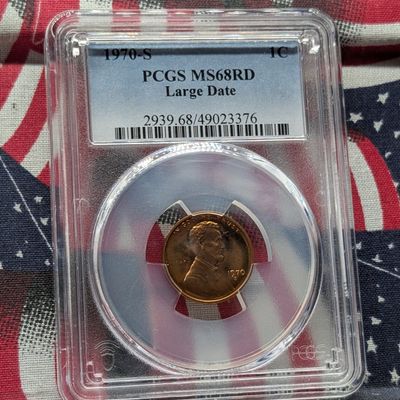 Sale Photo Thumbnail #181: 1970-S Large Date Lincoln Memorial Cent PCGS MS68RD
