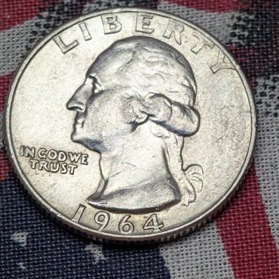 Sale Photo Thumbnail #172: 1964-D Washington 90% Silver Quarter, UNC, 62 Years old