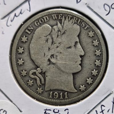 Sale Photo Thumbnail #77: 1911 Barber 90% Silver Half Dollar, Nice Original Type Half