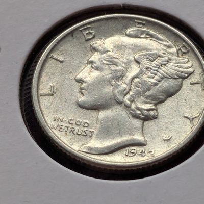 Sale Photo Thumbnail #240: 1942 Mercury 90% Silver Dime