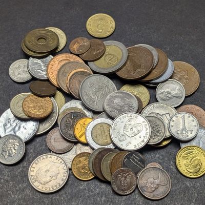 Sale Photo Thumbnail #148: (65+) Assorted Unsearched Foreign Coins