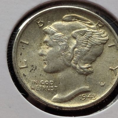 Sale Photo Thumbnail #355: 1943 Mercury 90% Silver Dime