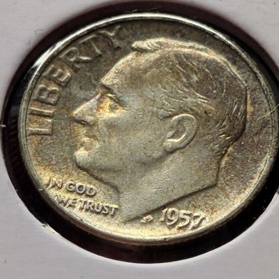 Sale Photo Thumbnail #224: 1957 Roosevelt 90% Silver Dime
