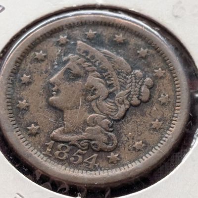 Sale Photo Thumbnail #68: 1854 Braided Hair Large Cent
